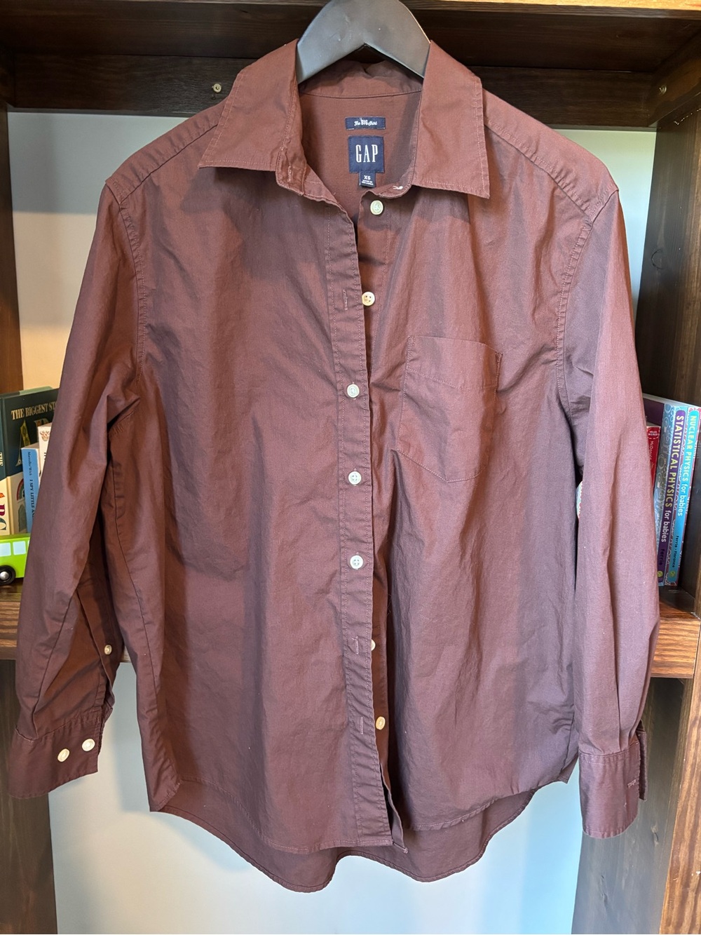 GAP Women's Brown Long-Sleeve "The Big Shirt"